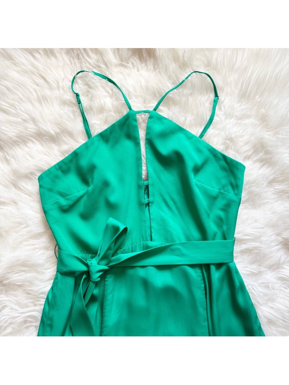New! Reiss Arianna Plunge Halter Neck Cut-out Midi Dress in Emerald Green - Picture 6 of 11